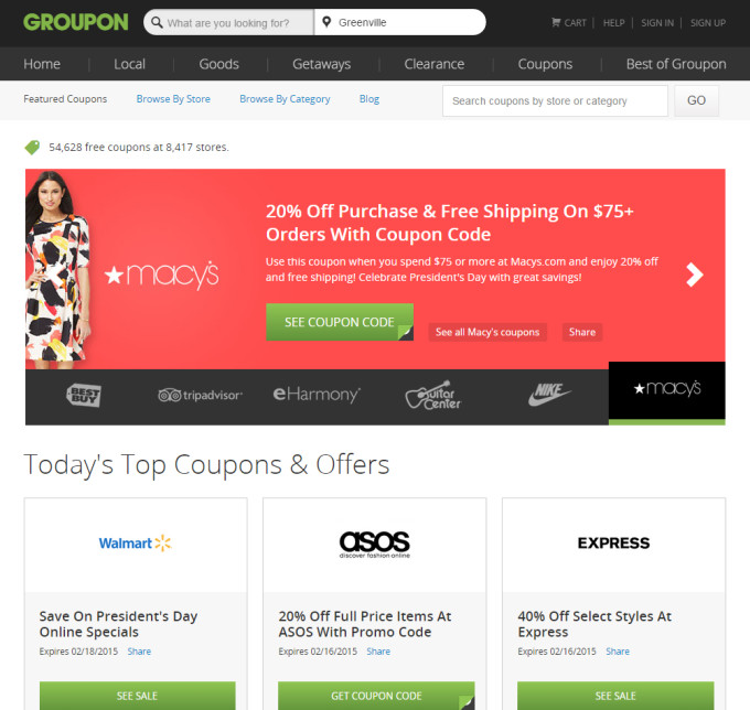 Groupon coupons