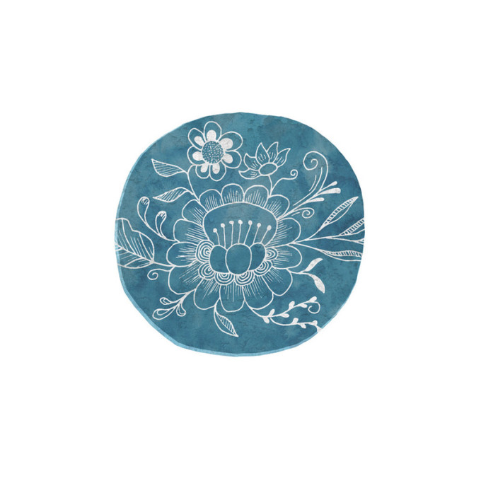 Fine Blue Floral Teal