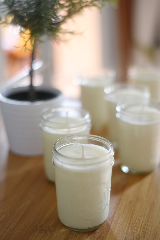 DIY Citronella Candles to keep mosquitoes away from your picnics and outdoor gatherings in the summer! Easy to make using soy wax and essential oils. | Feathers in Our Nest