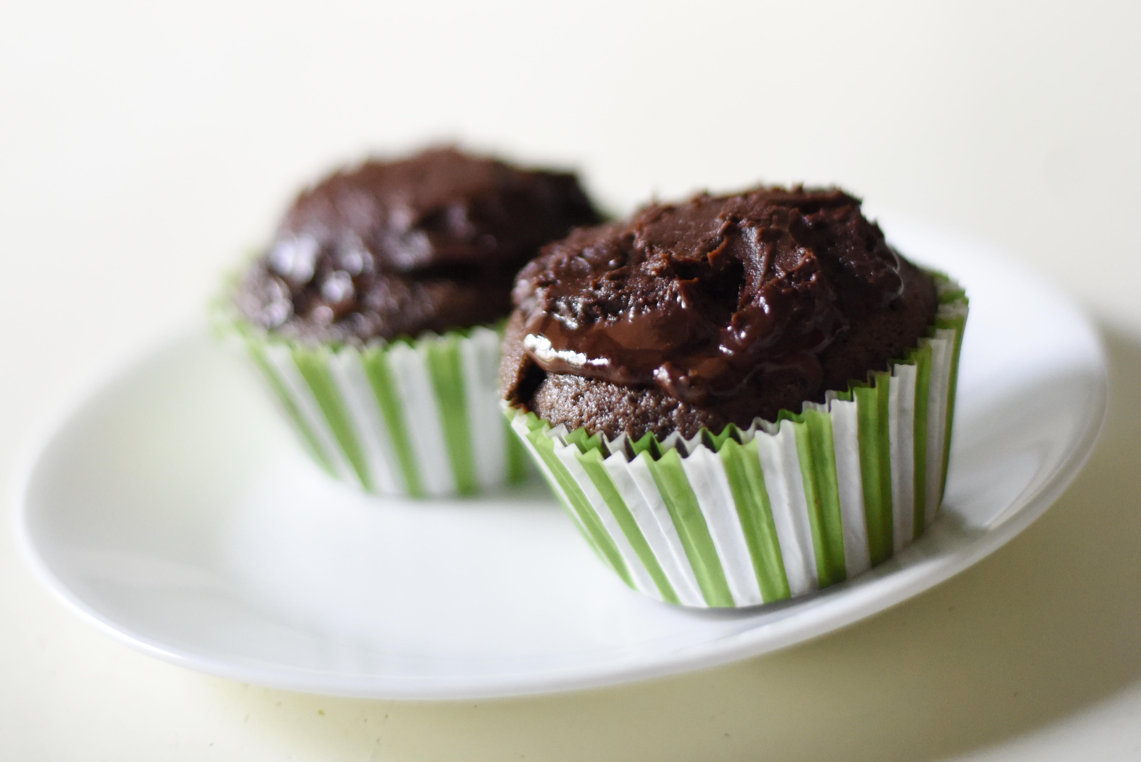 easy recipe for frosted chocolate cupcakes for two | perfect for in-home date nights | great for portion control! | delicious and quick | egg-free