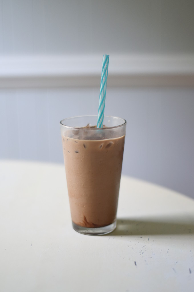 Easy Iced Mocha Recipe - make this coffeehouse favorite at home! Simple steps to make a delicious, refreshing treat! | Feathers in Our Nest