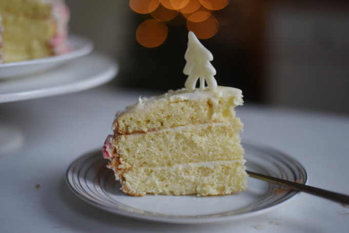 Peppermint Cake with Buttercream Frosting and White Chocolate Ganache