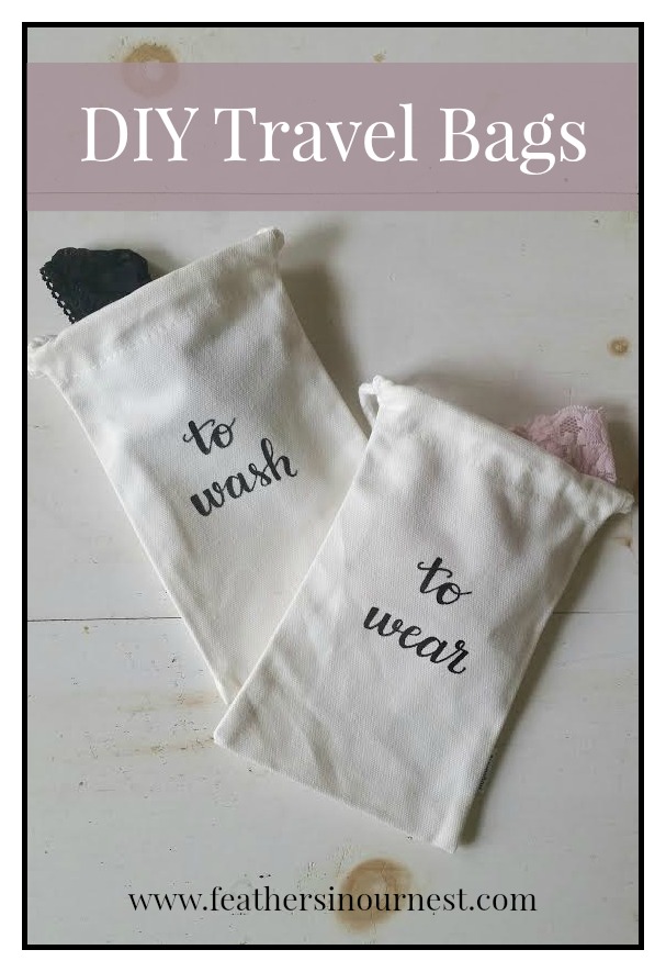DIY Travel Lingerie Bags with Brush Lettering: To Wear & To Wash {Gift Idea!} | Feathers in Our Nest