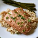 Marinated Asian Glazed Salmon recipe with honey, lime, garlic, and ginger. Quick, easy, and flavorful!